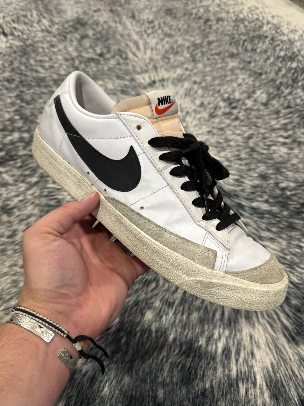 Nike Blazer White Low-Top Sneaker with Black Swoosh